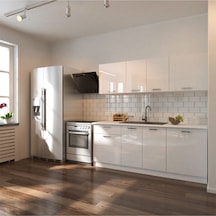 Tdesigno Rüya Hazır Mutfak Dolabı 200 CM - Parlak Beyaz - Tezgah Dahil Değil Beyaz