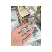 Taş Detaylı Şık Deniz Kabuğu Küpe Altın
