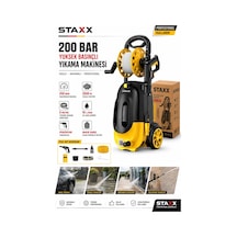 Staxx St20020m 200bar Basınçlı Yıkama Makinesi Çelik Şanzıman Bakır Sargılı Motor Köpük Aparatı