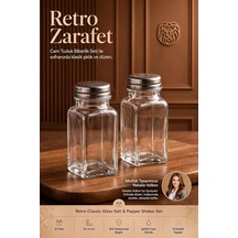 Retro Klasik 304 Paslanmaz Çelik Başlıklı Cam Tuzluk Biberlik Seti 9x4 Cm 2li Baharatlık 723681 Diğer