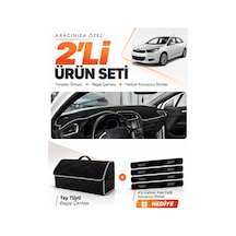 E-biz Cıtroen C4 2011-2020 Uyumlu Torpido Örtüsü + Tay Tüyü Bagaj Çantası Seti - Siyah-gri - Cı008