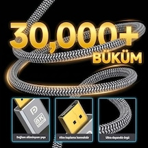 8k Displayport Kablosu Dp 1.4 3 Metre - 8k 60hz / 4k 144hz / 2k 165hz - Hdr10, 3d, Ses+görüntü - Alüminyum Gövdeli Ve Örgülü Gaming Monitör Kablosu