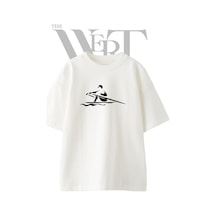 Thewert Kurek Cekme Tasarım Baskılı Ünisex Beyaz Oversize T-shirt