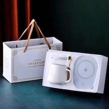 Kahve Kupa Isıtıcı Ped Bardak Isıtıcı Coaster Sabit Sıcaklık Isıtma Usb White Gift Set Usb Beyaz