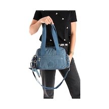 Omuz Çantası Çok Cepli Hafif Klinkır Kumaş 30 20 Cm Çapraz Askılı Postacı Çanta Kol Çantası Mavi