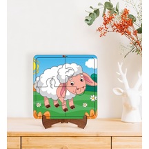 Bk Toys Çocuklar İçin 2 Si 1 Arada Eğitici-öğretici Ahşap 4 Parça Yapboz Puzzle Çerçeve Model 54