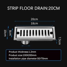 Joyhub Mingjin Shop2 20x10cm Yan Stil Cm Yan Çıkışlı Duş Drenajı Paslanmaz Çelik Banyo Zemin Drenajı Doğrusal Atık Drenajı Mutfak Için 6wxkcf Renkli Çok Renkli