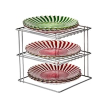 Edora Home 3 Katlı Dolap İçi Düzenleyici Çok Amaçlı Gümüş Raf - Metal Paslanmaz