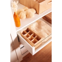 Serstil 8 Gözlü Çekmece İçi Dolap Çorap / İç Çamaşırı Katlanabilir Düzenleyici Organizer Kutu 14x28x12 Cm Martı Bej