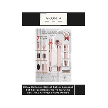 Kolay Kullanım Kişisel Bakım Kompakt Set Saç Şekillendirme Ve Kurutma Seti 7in1 Airwrap Thd01 Pembe