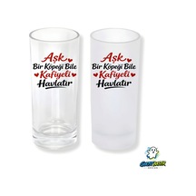Aşk Sözlü Buzlu / Buzsuz Seçenekli Rakı Bardağı 1 Adet Şık Sunum Bardağı 0282