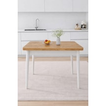 Renlife Küçük Mutfak Yemek Masası 70x70 Kare Metal Ayaklı Modern Masa Beyaz Meşe Beyaz - Meşe