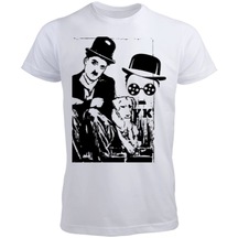 Charlie Chaplin Beyaz Erkek Tişört
