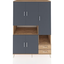Kronos Dolap 10 Raflı 2 Çekmeceli 5 Kapaklı 132x59x195 Çam-antrasit/çam Antrasıt/atlas Çam