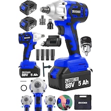 Steiner 88V 5Ah Çift Akülü Kömürsüz Çantalı Matkap Bijon Somun Sıkma Makinesi Mavi + Mandren