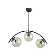Polo Modern Tasarım Cafe Mutfak Salon Siyah Renk Bal Camlı 3 Lü Avize Diğer