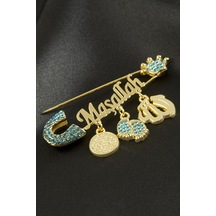 Maşallah - 605 - Yazılı - Nazblsmm - Broş Turkuaz
