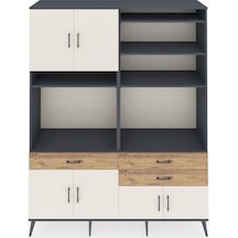 Hyperion Gardrop 10 Raflı 3 Çekmeceli 8 Kapaklı 176x44x221 Antrasit-aytaşı/çam Aytaşı/çam