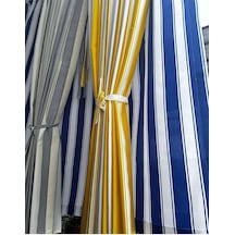 Branda Balkon Perdesi Kornişli Ve Bağcıklı Fon Perde,sarı-beyaz 320 X 200 Genel
