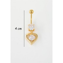 Kadın 316l Anti Alerjenik Sallantılı Kalp Figürlü Göbek Piercing Altın