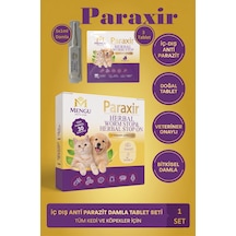 Mengu Petcare Paraxir Kedi İç Dış Bitkisel Parazit İç Dış Damlası Köpek İç Dış Anti Parazit Bit Pire Kene Damla Seti 5 Damla 3 Tablet