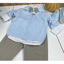 Concept Kids Hırkalı Triko Takım Bebe Mavi - Gri