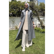 Rabia Şamlı Doğa Kot Efektli Gri Tunik Çok Renkli