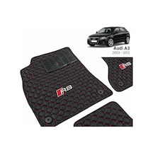 Oto Deri Paspas Audi A3 2003-2012 Uyumlu Sline Sport Kaymaz & Şık Tasarım - Siyah-kırmızı