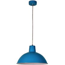 Rsylight Retro Metal Dekoratif Mavi İçi Beyaz Rustik Tekli Sarkıt Avize Çap 30 Cm