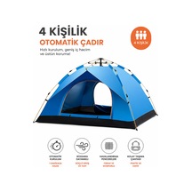 4 Kişilik Tam Otomatik Kurulum Dayanaklı Gölgelikli Kamp Çadırı 2 Kapılı-sineklikli 200x200x135 Cm Çok Renkli