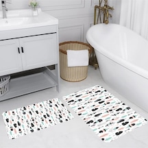 Rovigo Home Baskılı Kaymaz Taban 2 Li Banyo Paspas Takım Rvg5224-100X60-60X50 Çok Renkli