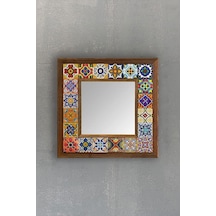Ayrex Oscar Stone Ahşap Çerçeveli Mozaik Doğaltaş Ayna 33 Cm X 33 Cm-mosaic Mirror Diğer