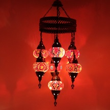 Dekoratif ORTA BOY AVİZE RENKLİ TAVAN LAMBASI SARKIT