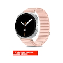 Samsung Galaxy Watch 8 40mm/44mm/46mm Classic Uyumlu Hasır Örgü Spor Cırtlı Naylon Kordon, Pudra