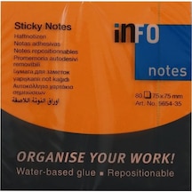 Info Notes 75x75 Fosfor Turuncu Postit 80 Yp 565435