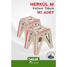 BEKSİT OUTDOOR Herkül M Katlanır Tabure 2'li (Bej)