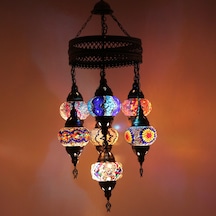 Dekoratif EL YAPIMI 7 Lİ AVİZE SARKIT OSMANLI LAMBASI