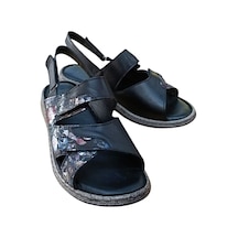 Castle Black 22383 Kadın Hakiki Deri Comfort Sandalet Siyah Siyah
