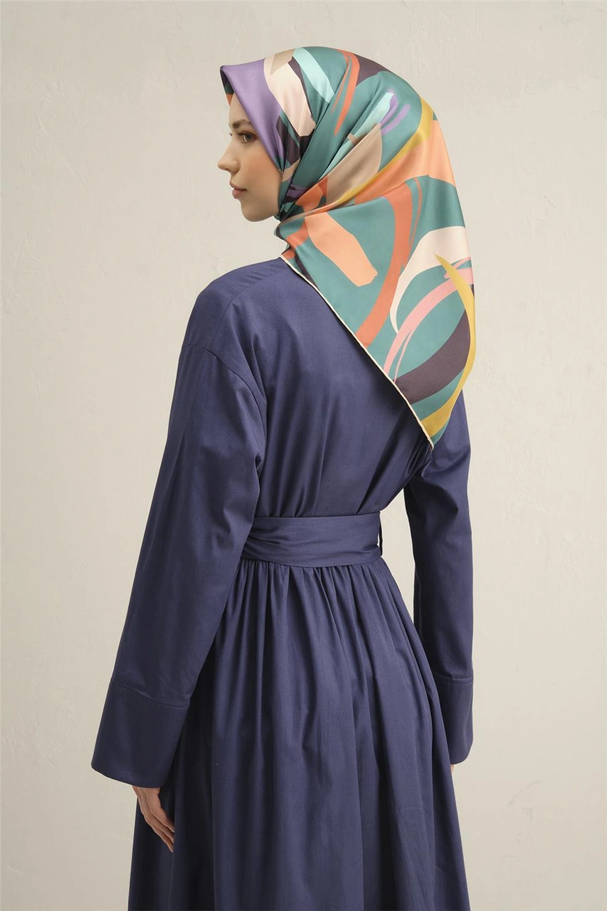 Armine Soyut Desenli Saf İpek Sura Eşarp 9328d 37 Çok Renkli