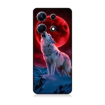 İnfinix Note 30 Uyumlu Kırmızı Ay Kurt Desenli Silikon Kılıf