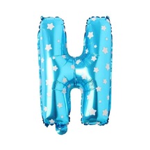 H Harfi 16 İnç Mavi Yıldızlı Renk Folyo Balon 36 Cm Mavi 256
