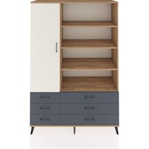 Hyperion Dolap 8 Raflı 6 Çekmeceli Tek Kapaklı 132x44x195 Çam-aytaşı/antrasit Aytası/antrasıt