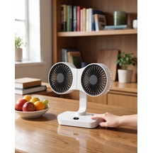 Şarjlı Masa Vantilatörü With Ayarlanabilir Çift Fan Uczzsp012fan-3