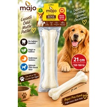 Majo Beyaz Pres Kemik 21 Cm 150-160 Gr Tekli Süt Lezzetli Köpek Çiğneme Ödülü Doğal Sığır Eti