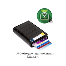 Adelina Bags Adelina Timsah Desenli Mekanizmalı Otomatik Kızaklı Kartlık Cüzda Siyah