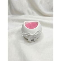 El Yapımı Dekoratif Mum Oval Kase Tasarım Beyaz - Pembe