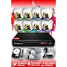 Bayicam 8 Kameralı Dome 8 İç Kamera Set 100 GB HDD Full HD Renkli Gece Görüşlü Güvenlik Kamerası Sistemi