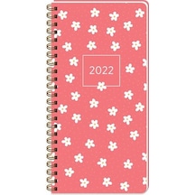 Keskin 8X16 Haftalık Spiralli Cep Ajandası - Minik Papatya Beyaz - Pembe