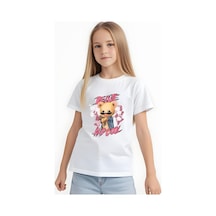 Panios Kids And Cool Baskılı Kız Çocuk Kısa Kollu T-shirt Beyaz