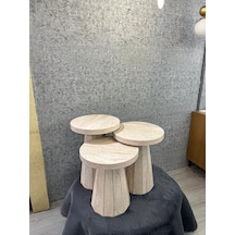 Traverten Görünümlü Mdf 3 Lü Sehpa